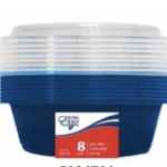 Chef Elite Round Plastic Meal Prep Container w/Lids ~ 32oz – 8 per pack